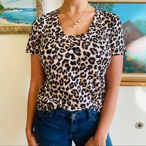 Veronica Beard Animal Print Short Sleeve Tee, XS